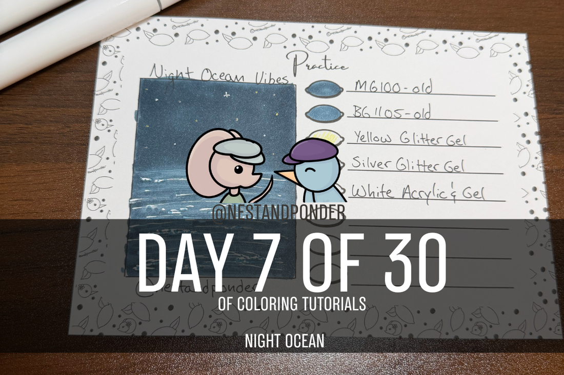 Night Ocean Coloring Tutorial - Day 7 of 30 Coloring Tutorials