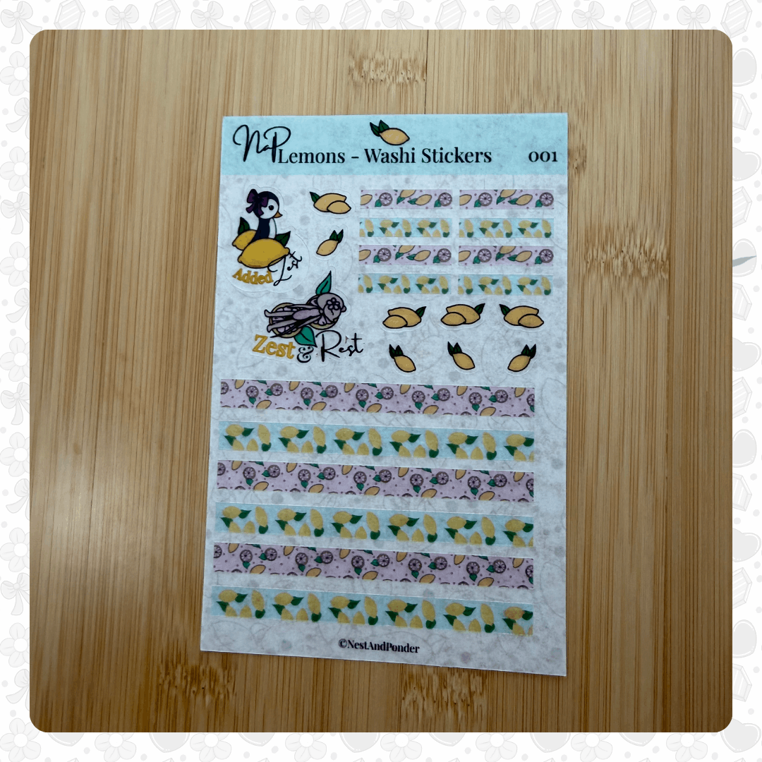 001 Lemon Washi Sticker Sheet