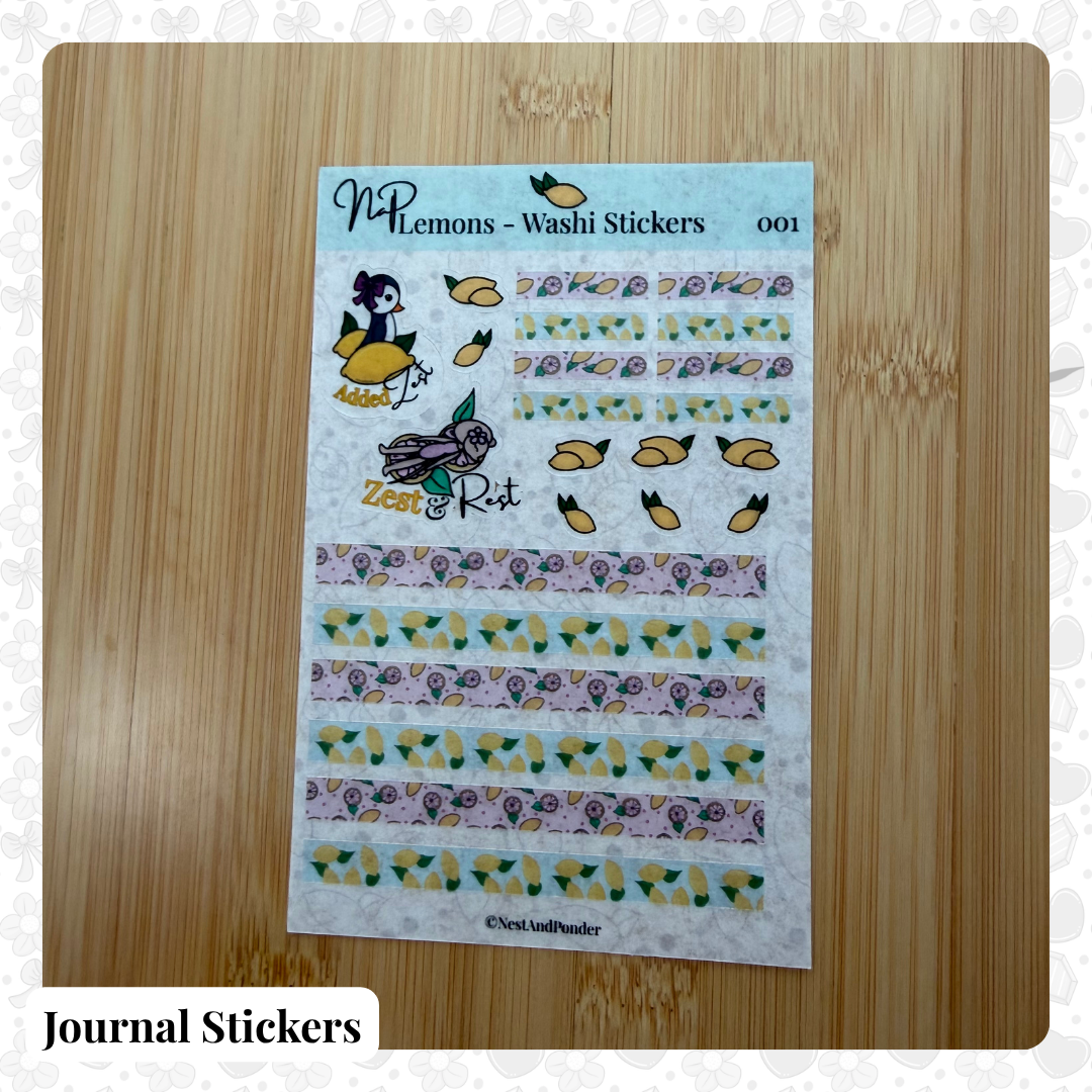 001 Lemon WASHI Stickers