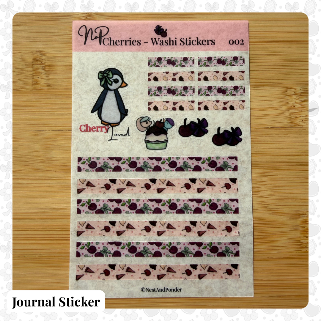 Washi Cherry Stickers 002