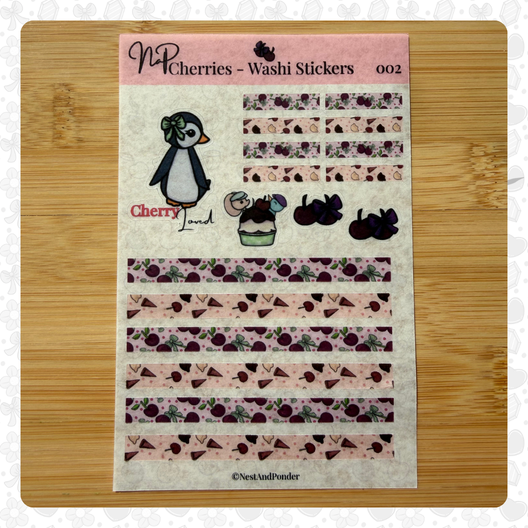 Cherry Washi Sticker Sheet 002