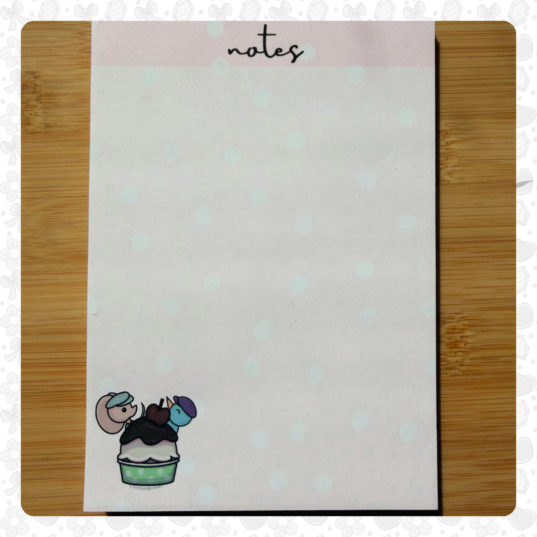 Ice Cream Social Pink Polka Dot Notepad Featuring Pan And Flick 5x7inch