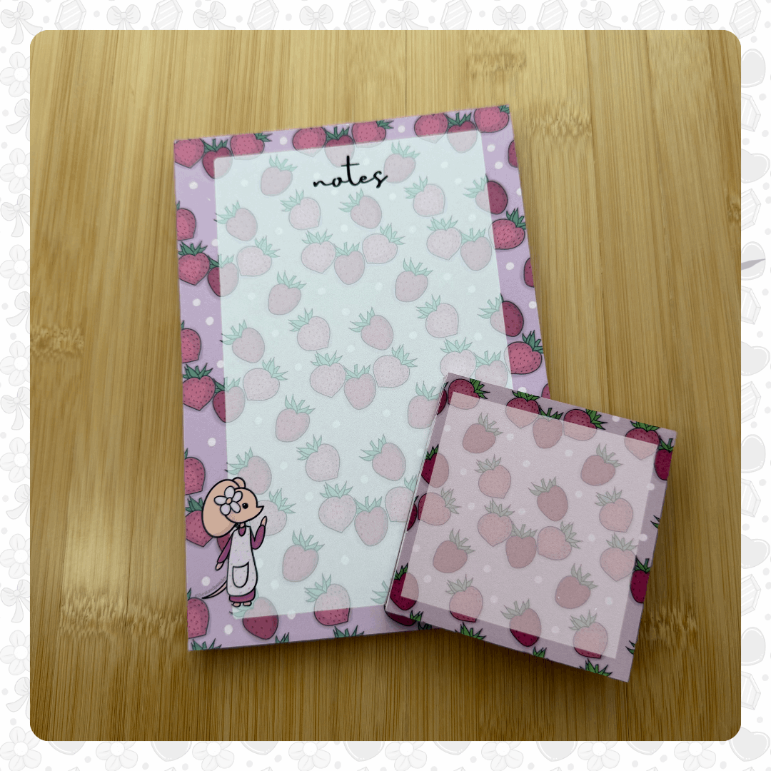 Mabel Mouse Strawberry Notepad Bundle